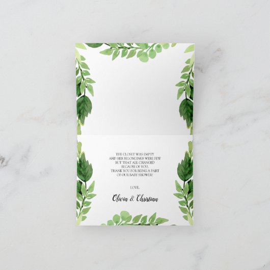 Woodland Animals Baby shower Hartelijk dank Bedankkaart (Binnen)