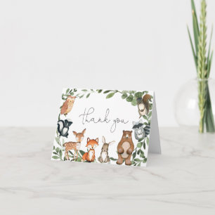 Woodland Animals Baby shower Hartelijk dank Bedankkaart