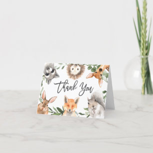 Woodland Animals Baby shower Hartelijk dank Bedankkaart