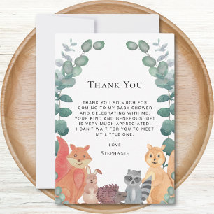 Woodland Animals Baby shower Hartelijk dank Bedankkaart