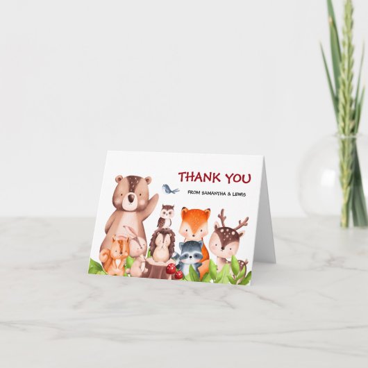 Woodland Animals Baby shower Hartelijk dank Bedankkaart (Voorkant)