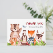 Woodland Animals Baby shower Hartelijk dank Bedankkaart (Staand voorkant)