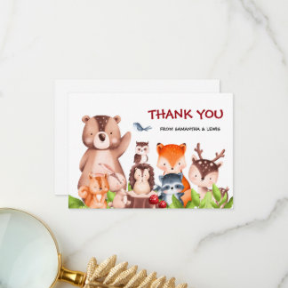 Woodland Animals Baby shower Hartelijk dank Bedankkaart