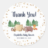 Woodland Animals Baby shower Hartelijk dank Ronde Sticker (Voorkant)