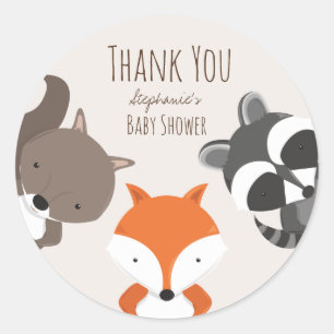 Woodland Animals Baby shower Hartelijk dank Ronde Sticker