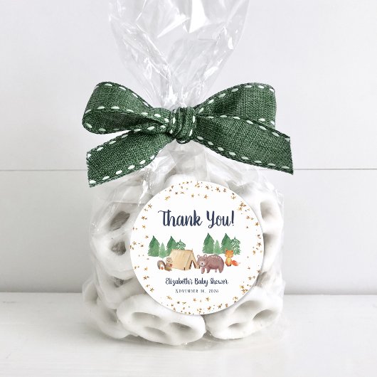 Woodland Animals Baby shower Hartelijk dank Ronde Sticker