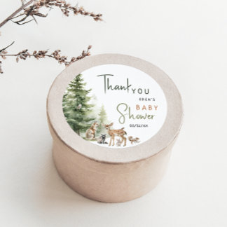 Woodland Animals Baby shower Hartelijk dank Ronde Sticker