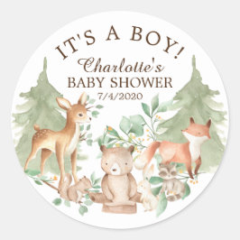 Woodland Animals Baby shower Hartelijk dank Ronde Sticker