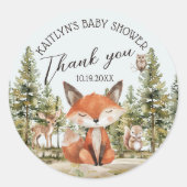 Woodland Animals Baby shower Hartelijk dank Ronde Sticker (Voorkant)