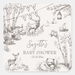 Woodland Animals Baby shower Hartelijk dank Vierkante Sticker