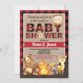 Woodland Animals baby shower houthakker rode plaid Kaart (Voorkant)