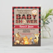 Woodland Animals baby shower houthakker rode plaid Kaart (Staand voorkant)