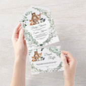 Woodland Animals Baby shower in één uitnodiging (Afscheurbaar)