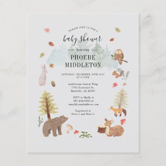 Woodland Animals Baby shower Invitation (Voorkant)