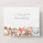 Woodland Animals Baby shower Invitation All In One Uitnodiging (Achterkant)