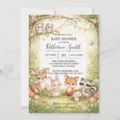 Woodland Animals Baby Shower Invitation Background Kaart (Voorkant)