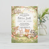 Woodland Animals Baby Shower Invitation Background Kaart (Staand voorkant)