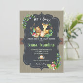 Woodland Animals Baby shower Invitation Boy Kaart (Staand voorkant)