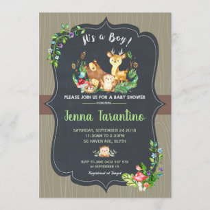 Woodland Animals Baby shower Invitation Boy Kaart