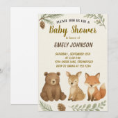 Woodland Animals Baby shower Invitation Feestdagenkaart (Voorkant / Achterkant)