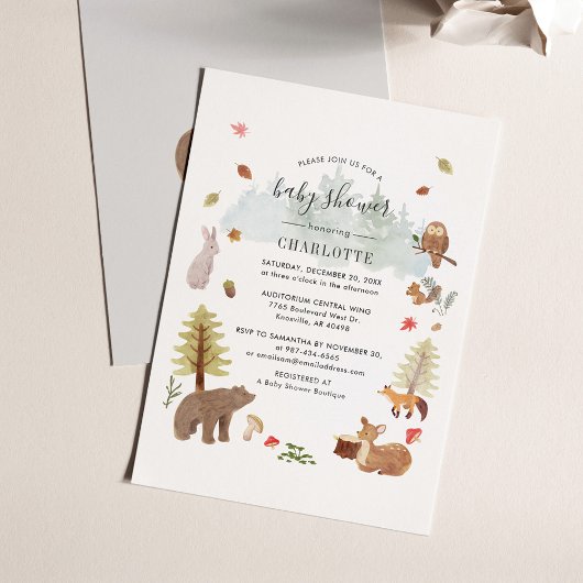 Woodland Animals Baby shower Invitation Flyer