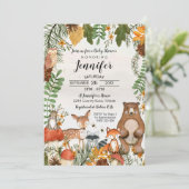 Woodland Animals Baby shower Invitation Greenery Kaart (Staand voorkant)