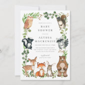 Woodland Animals Baby Shower Invitation Kaart (Voorkant)
