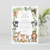 Woodland Animals Baby Shower Invitation Kaart (Staand voorkant)