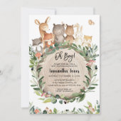 Woodland Animals Baby shower Invitation Kaart (Voorkant)