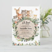 Woodland Animals Baby shower Invitation Kaart (Staand voorkant)