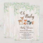 Woodland Animals Baby shower Invitation Kaart (Voorkant / Achterkant)