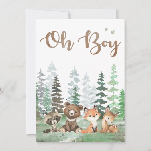 Woodland Animals Baby shower Invitation Kaart (Achterkant)