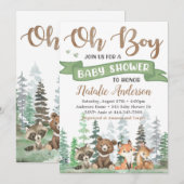 Woodland Animals Baby shower Invitation Kaart (Voorkant / Achterkant)