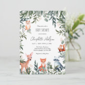 Woodland Animals Baby shower Invitation Kaart (Staand voorkant)
