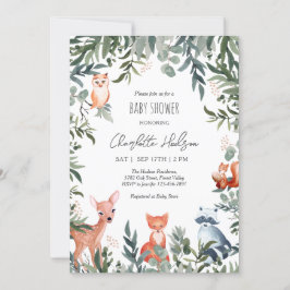 Woodland Animals Baby shower Invitation Kaart