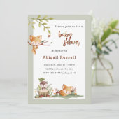 Woodland Animals Baby shower Invitation Kaart (Staand voorkant)