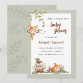 Woodland Animals Baby shower Invitation Kaart (Voorkant / Achterkant)
