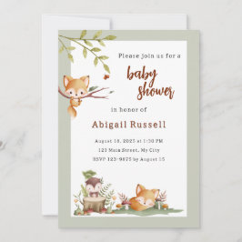 Woodland Animals Baby shower Invitation Kaart