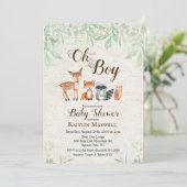 Woodland Animals Baby shower Invitation Kaart (Staand voorkant)