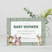Woodland Animals Baby shower Invitation Kaart (Staand voorkant)