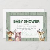 Woodland Animals Baby shower Invitation Kaart (Voorkant / Achterkant)