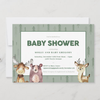 Woodland Animals Baby shower Invitation Kaart