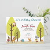 Woodland Animals Baby shower Invitation Kaart (Staand voorkant)