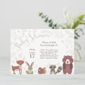 Woodland Animals Baby shower Invitation Kaart (Staand voorkant)