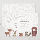 Woodland Animals Baby shower Invitation Kaart (Voorkant / Achterkant)