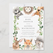 Woodland Animals Baby Shower Invitation Kaart (Voorkant)