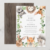 Woodland Animals Baby Shower Invitation Kaart (Voorkant / Achterkant)