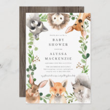 Woodland Animals Baby Shower Invitation