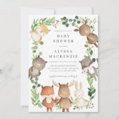 Woodland Animals Baby Shower Invitation Kaart (Voorkant)