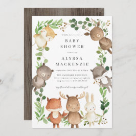 Woodland Animals Baby Shower Invitation Kaart